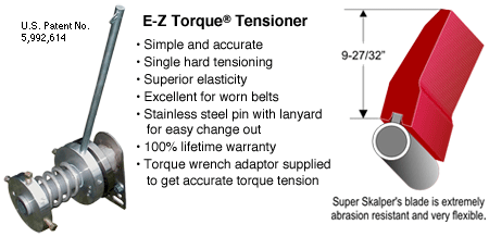 Super-Skalper Belt Cleaner Blade with E-Z Torque blade chart